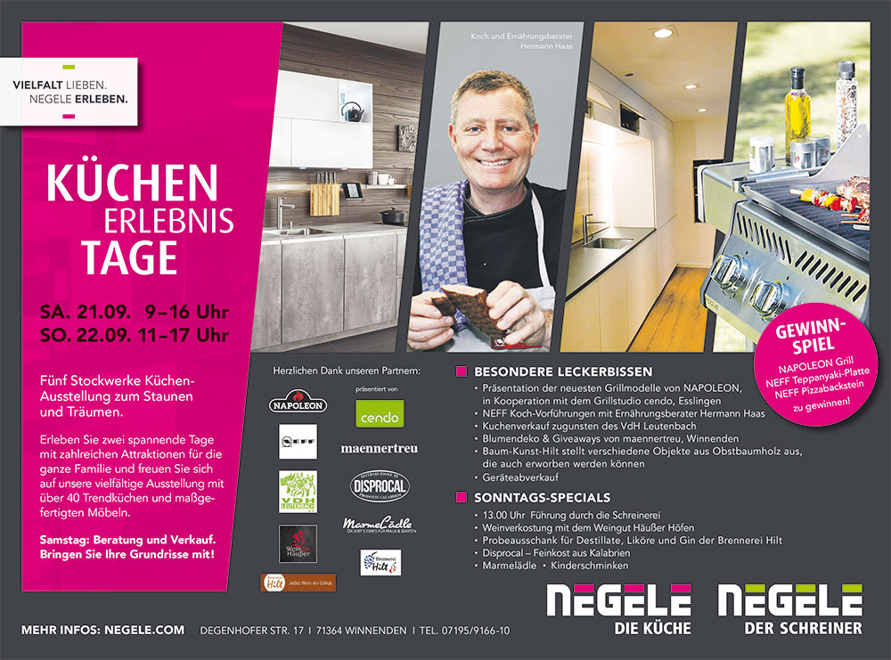 aktionen kuechen erlebnis tage 21 und 22 september 2019